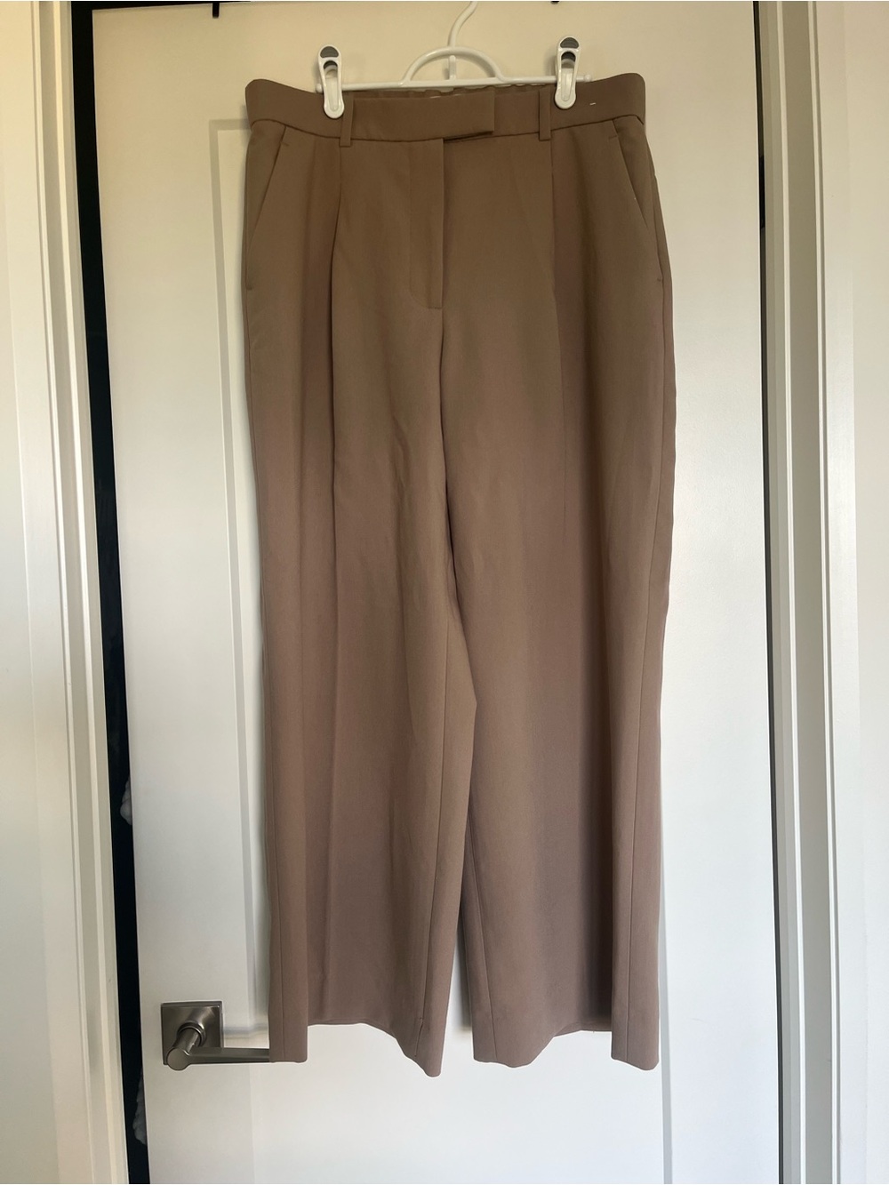 Abercrombie & Fitch Tailored High-Waist Wide-Leg Pants - Taupe Brown